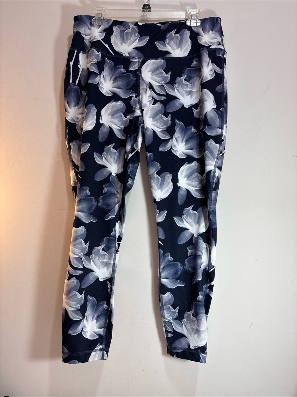 Zelos Women’s  Floral Print Navy & White Leggings. 1226
